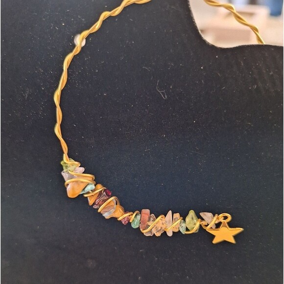 Mixed Gem Stones with Star Charm Extendable Bracelet - Picture 2 of 6